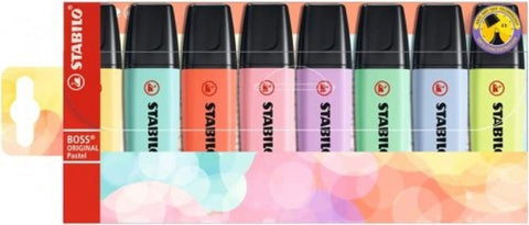 Estuche 8 marcadores fluorescentes stabilo boss 70 pastel nuevos colores