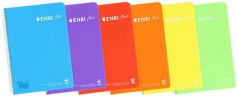 Paq/5 cuaderno espiral fº 80h 90g. 1 horizontal con margen enri plus tapa plastico
