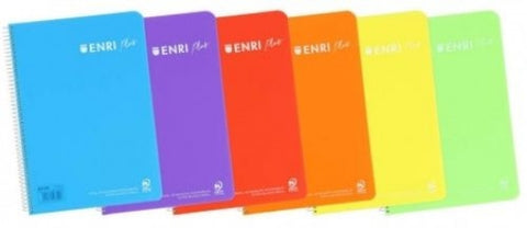 Paq/5 cuaderno espiral 4º 80h 90g. cuad.4x4 c/m enri plus tapa plastico