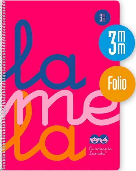 Cuaderno espiral fº 80h 90g 3mm rosa cuadrovia polipropileno fluor