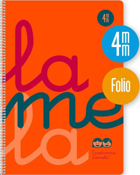 Cuaderno espiral fº 80h 90g 4mm naranja cuadrovia polipropileno fluor