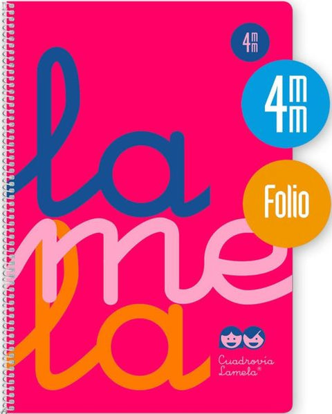 Cuaderno espiral fº 80h 90g 4mm rosa cuadrovia polipropileno fluor