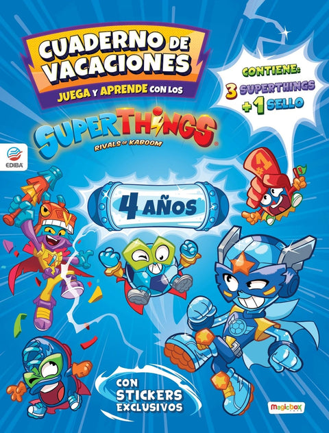  Cuaderno de Vacaciones juega y aprende Superthings Guardians of Kazoom para 4 añ 
