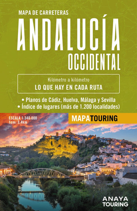  Mapa de carreteras de Andalucía occidental (desplegable), escala 1:340.000 