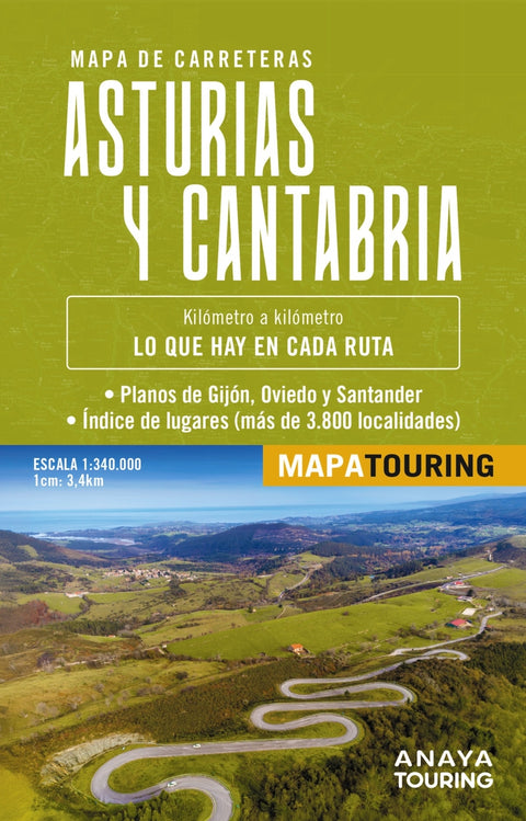 Mapa de carreteras Asturias y Cantabria (desplegable), escala 1:340.000 