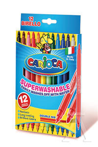  Estuche 12 rotuladores carioca birello doble punta fina y gruesa superlavables 