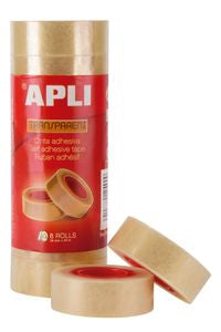  Paq/8 rollos cinta adhesiva 33mmx19mm transparente apli 