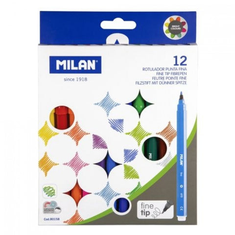  C/12 rotuladores 12 colores punta fina milan 