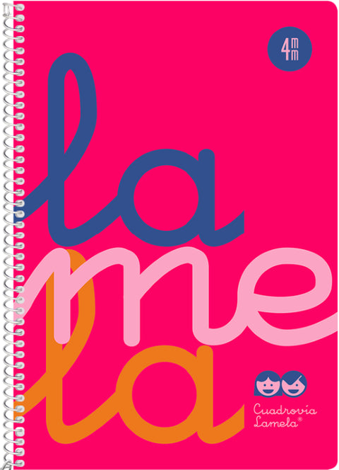  Cuaderno espiral 4º 80 hojas 90g 4mm rosa cuadrovia polipropileno flúor 