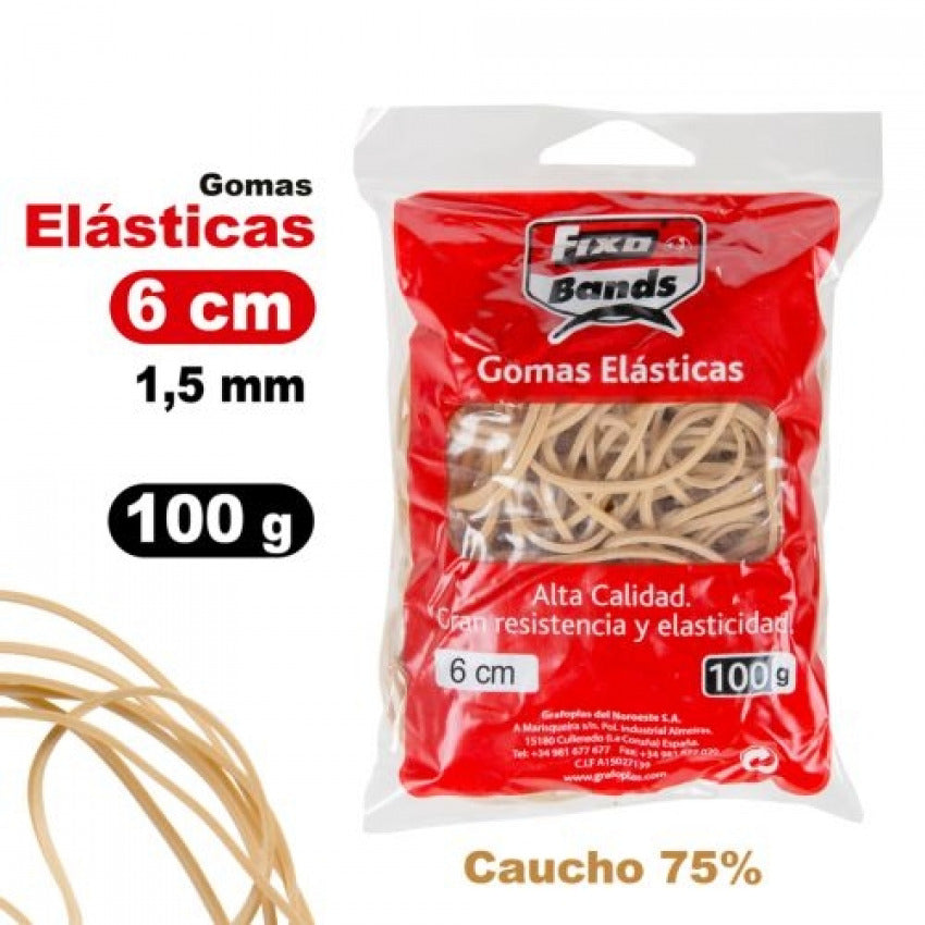  BOLSA 100G GOMAS ELASTICAS Nº6 1,5MMX6CM FIXO 