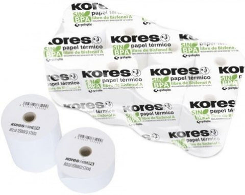  PACK 10 ROLLO PAPEL TERMICO SIN BISFENOL 57X35X12MM KORES 