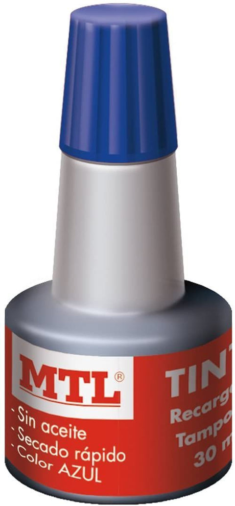  BOTELLA DE TINTA 30ML AZUL RECARGA/ENTINTADO DE TAMPON MTL 