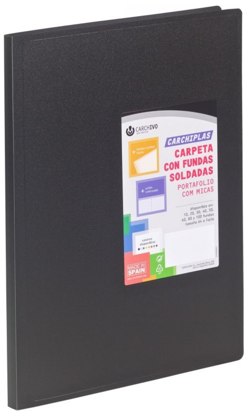  Carpeta 30 fundas soldadas a4 tapa flexible color negro carchiplas 