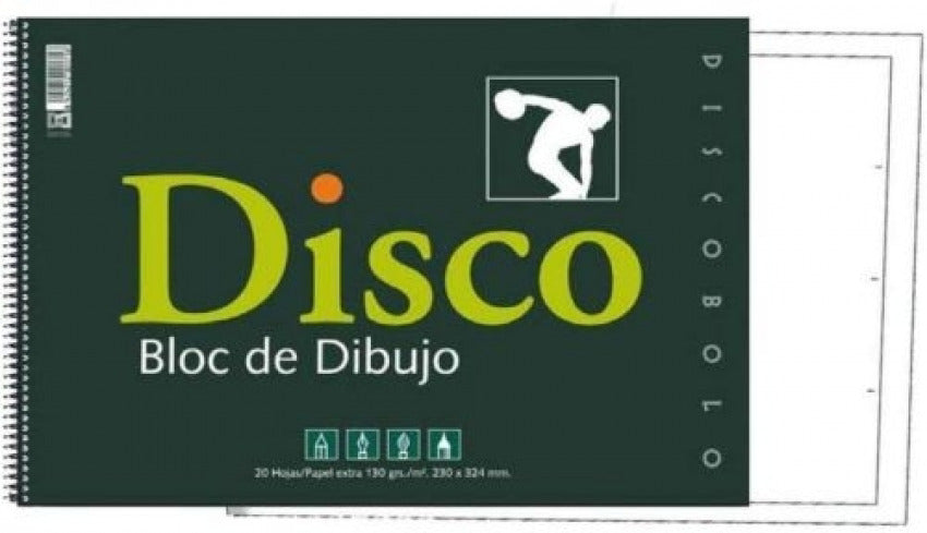  Bloc dibujo disco espiral 130 g. 230x330mm 20 hojas con recuadro 