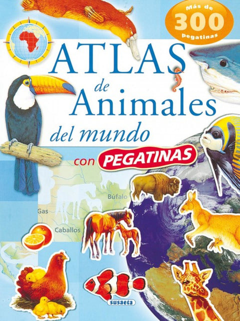  Atlas de animales del mundo con pegatinas 